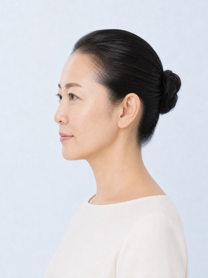從側面確認全臉平衡的女性肖像