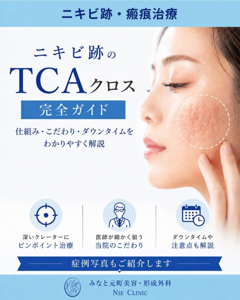 深いニキビ跡へTCA CROSSを行う仕組み・注意点・症例を案内する表紙